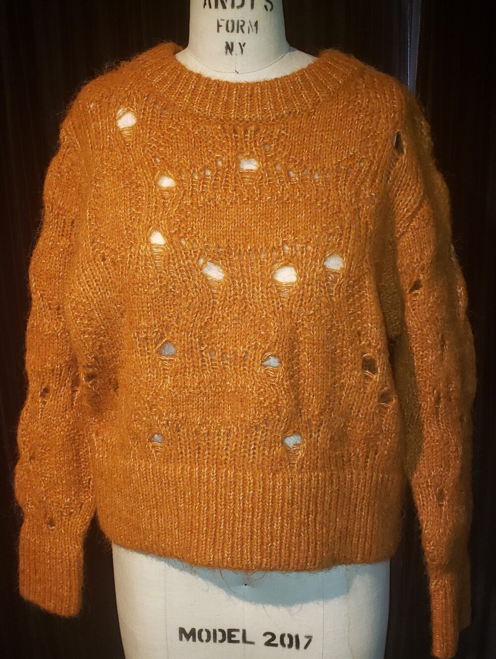 ALPACA & Wool Distressed Burnt Orange Sweater XXL